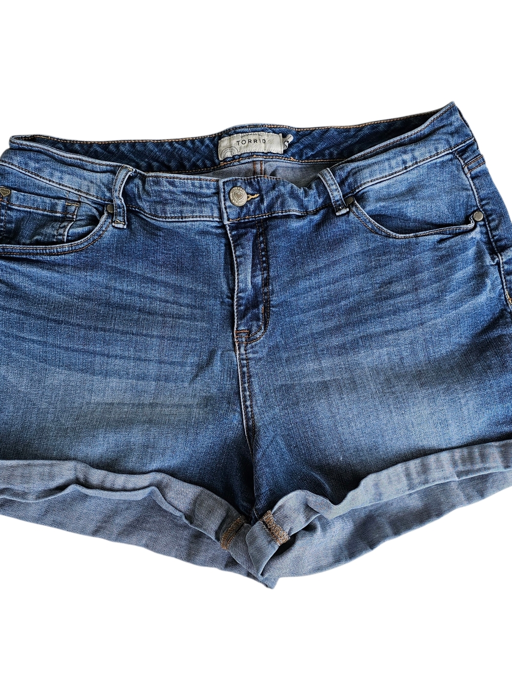 Torrid Denim Shorts Size 20 Blue Rolled Cuff Stretch